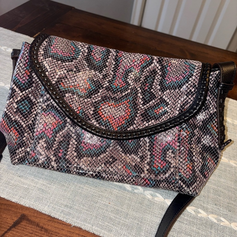 Aimee Kestenberg Leather All For Love Crossbody Bag Multicolor Snake Print